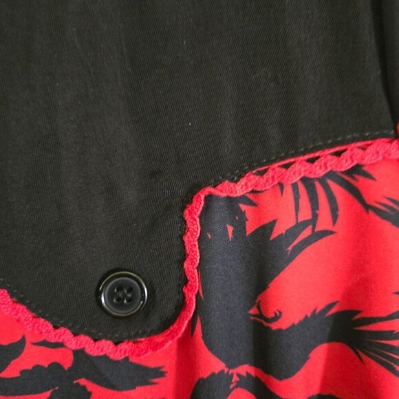 Unique Vintage X The Birds Estelle Swing Dress Red Black Bird Print Retro Size M - Picture 5 of 7